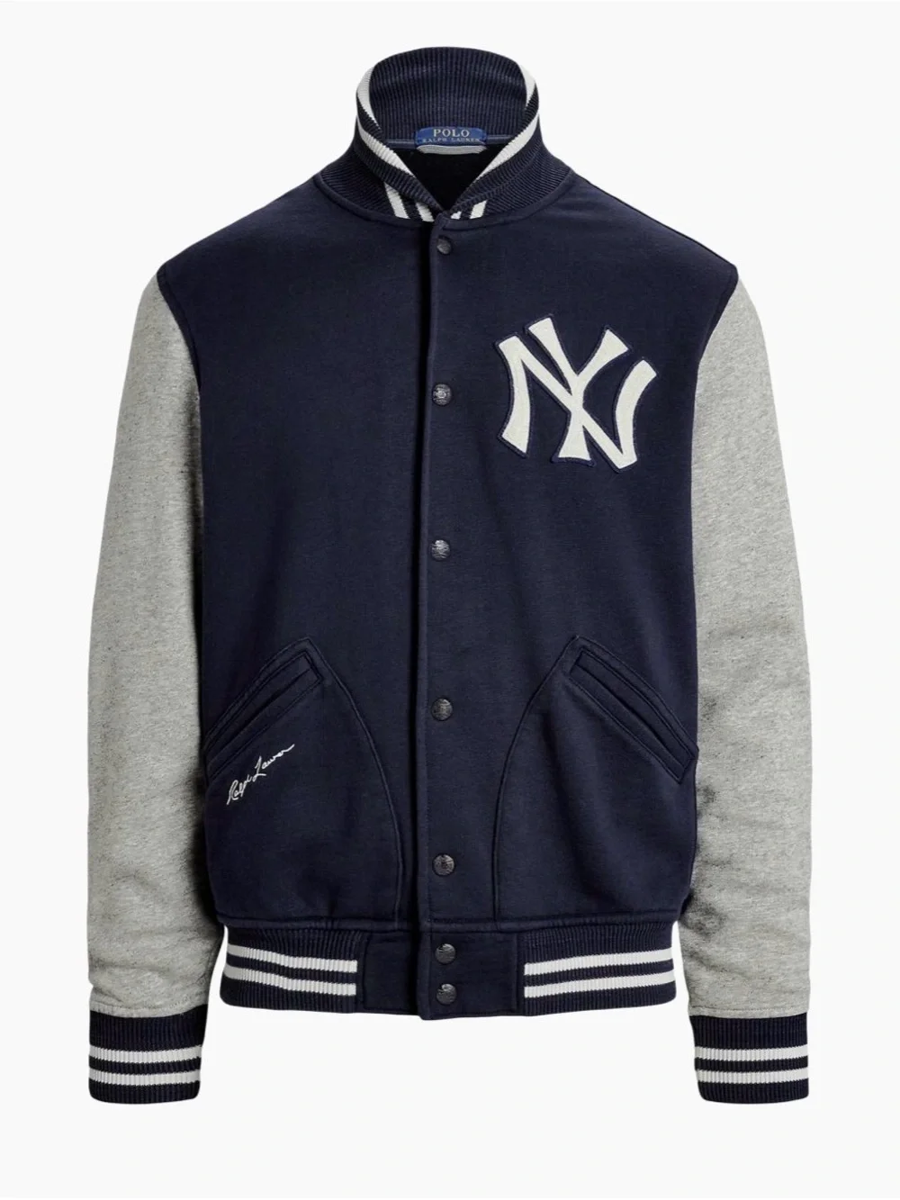 Polo by Ralph Lauren Navy Yankee’s and Gray Varsity Jacket with NY patch XS